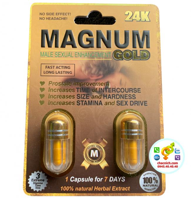 Vỉ 2 viên uống Magnum Gold hỗ trợ nam giới cương cứng lâu ra và tăng kích thước DV