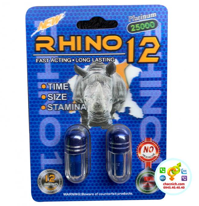 Vĩ 2 viên uống Rhino 12 Platinum hỗ trợ nam giới cương cứng và lâu ra