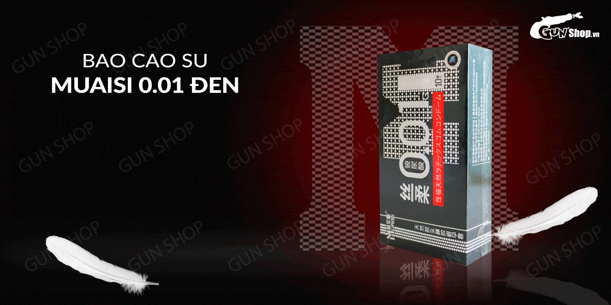 Bao cao su Muaisi 0.01 Đen Siêu Mỏng Cực Đã - Hộp 10 Cái