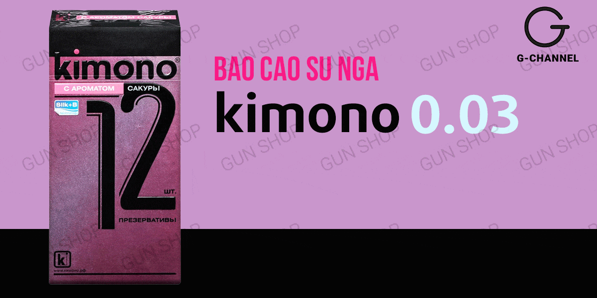 Bao Cao Su Kimono Hồng 0.03mm Hương Anh Đào - Hộp 12 Cái