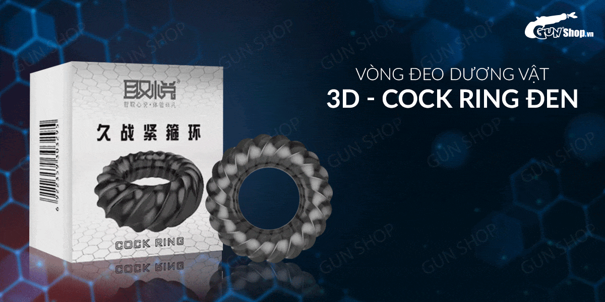 Cung cấp Vòng đeo dương vật kéo dài thời gian trì hoãn xuất tinh 3D - Cock Ring Đen  giá tốt