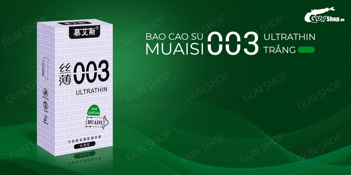 Bao cao su Muaisi 0.03 Siêu mỏng Êm ái Hộp 12 Cái