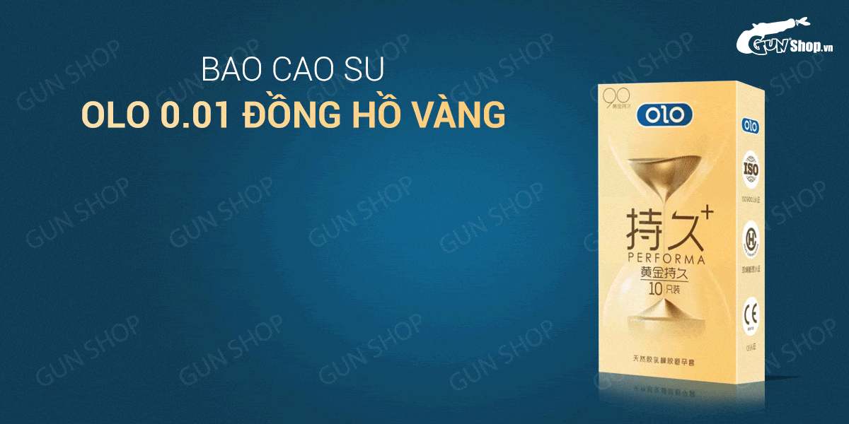 Bao cao su OLO 0.01 Đồng Hồ Vàng Hộp 10 Cái Kéo Dài Thời Gian