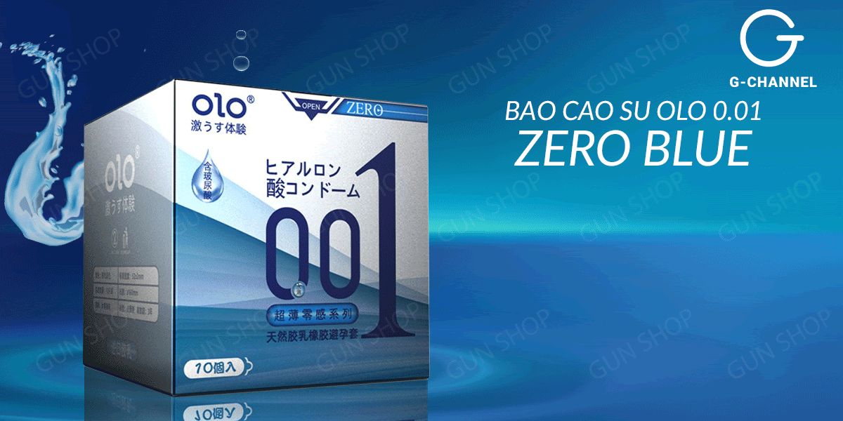 Bao cao su OLO 0.01 Zero Blue siêu mỏng gel trơn 10 cái