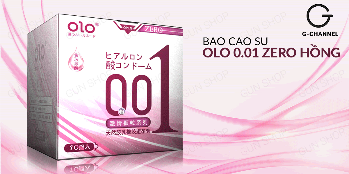 Bao cao su OLO 0.01 Zero Hồng siêu mỏng hạt gel bôi trơn 10 cái