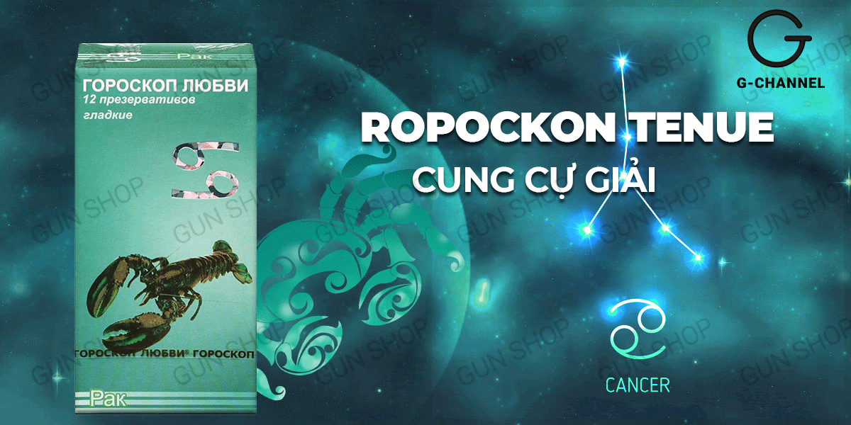 Bao cao su Ropockon Cung Cự Giải mỏng 0.03mm hương dâu 12 cái