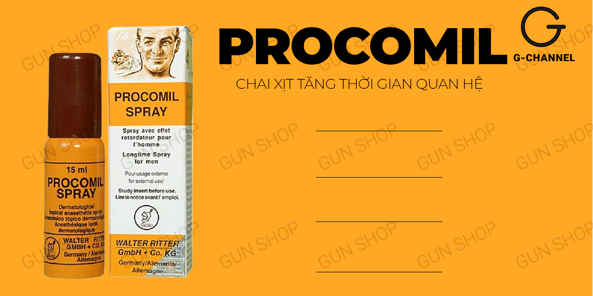 Chai xịt kéo dài Procomil Đức 15ml tăng cường sinh lý nam