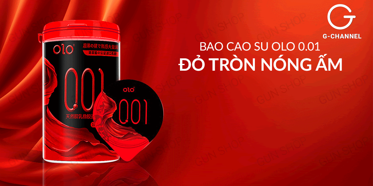 Bao cao su OLO 0.01 Đỏ siêu mỏng nóng ấm hộp 10 cái giá tốt