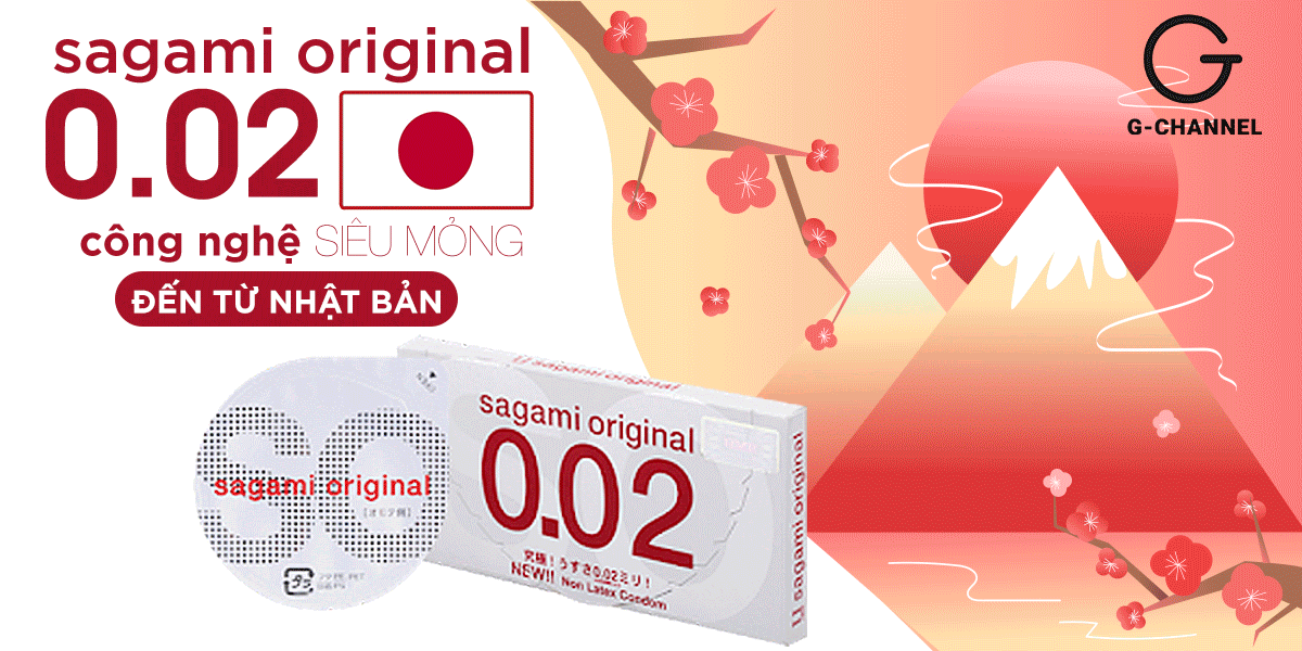 Bao cao su Sagami 002 siêu mỏng 0.02mm hộp 2 cái giá rẻ