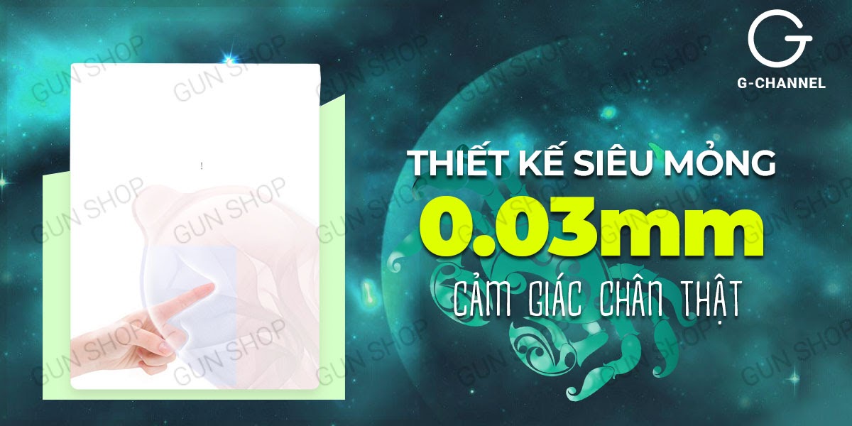Bao cao su Ropockon Cung Cự Giải mỏng 0.03mm hương dâu 12 cái