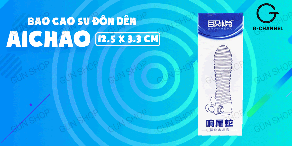 Bao cao su rung tăng kích thước Aichao Xanh đôn dên siêu kích thích