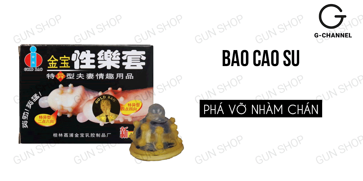 Bao cao su Gold gai bi, an toàn, cảm giác thật, hộp 2 cái