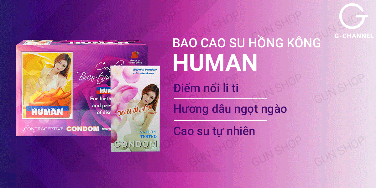 Bao cao su Human hương dâu hộp 120 cái siêu mềm mại an toàn