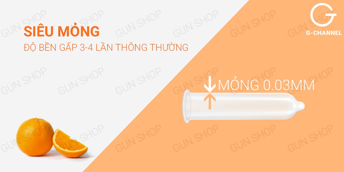 Bao cao su Nakanishi siêu mỏng 0.03mm hương cam hộp 4 chiếc chất lượng cao