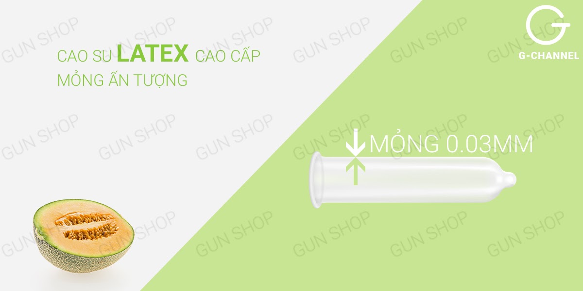 Bao cao su Nakanishi 0.03mm siêu mỏng hương dưa lưới hộp 4