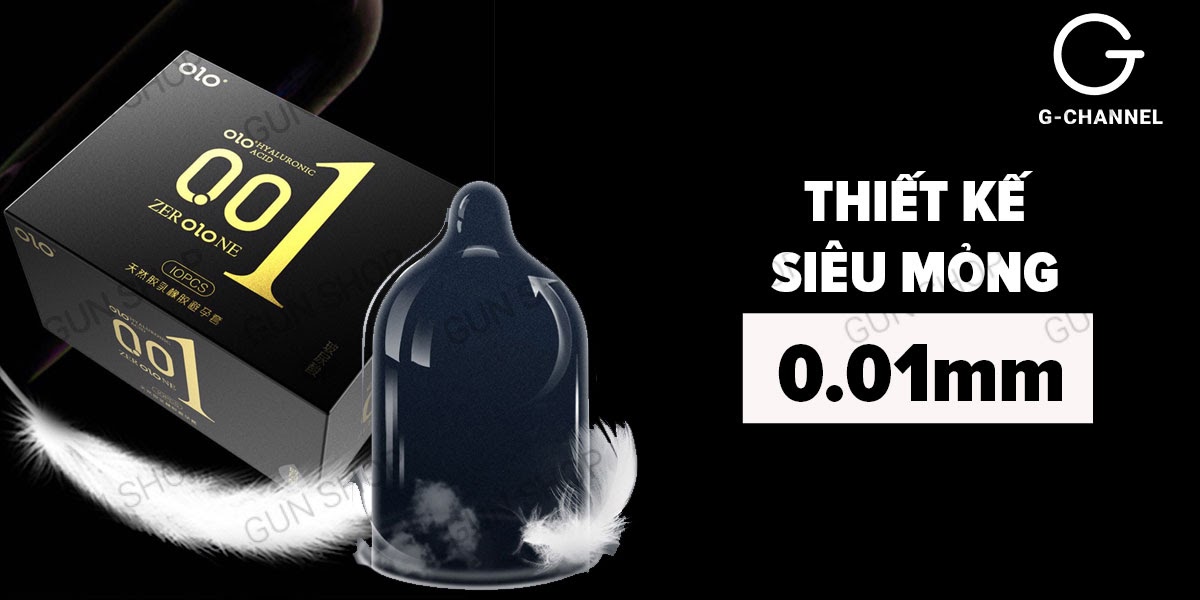Bao cao su OLO 0.01 Đen siêu mỏng hương vani hộp 10
