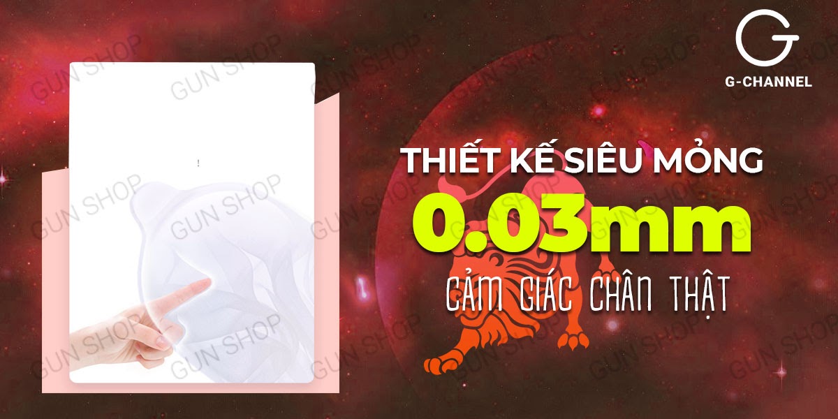 Kho sỉ Bao cao su Ropockon Cung Sư Tử - Mỏng 0.03mm hương dâu - Hộp 12 cái  hàng mới về