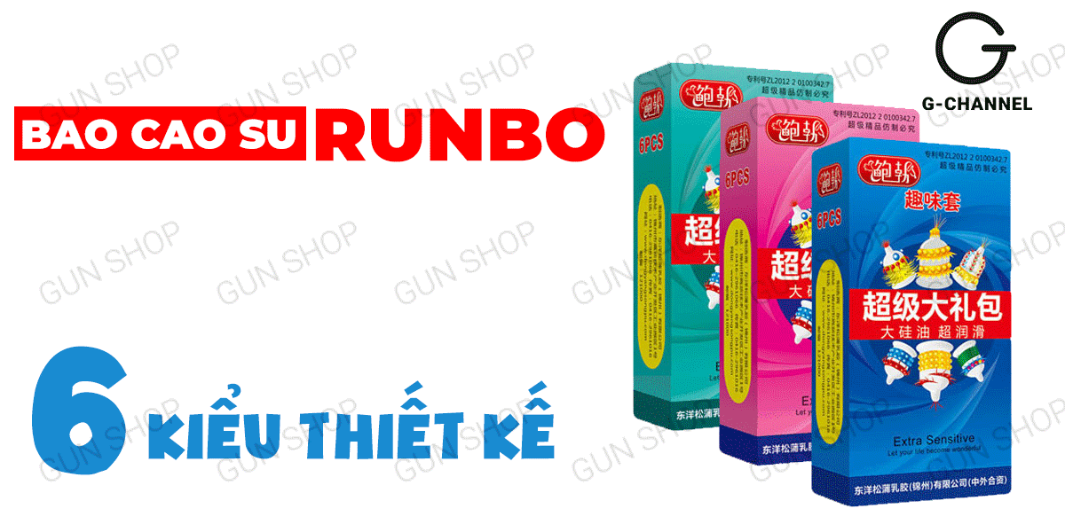Bao cao su Runbo gân gai lớn hộp 6 chiếc an toàn thoải mái