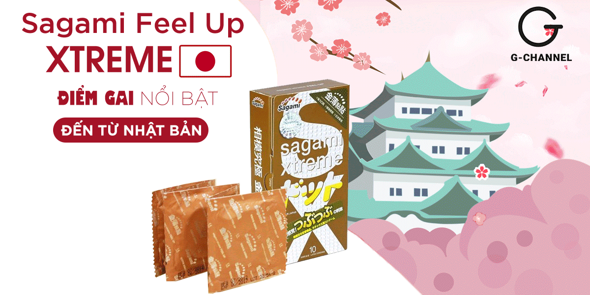 Bao cao su Sagami Feel Up siêu mỏng tăng khoái cảm hộp 10