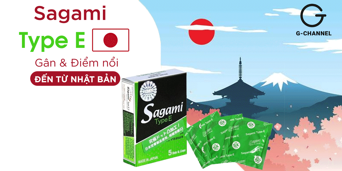Bao cao su Sagami Type E gân điểm nổi hộp 5 chiếc chất lượng