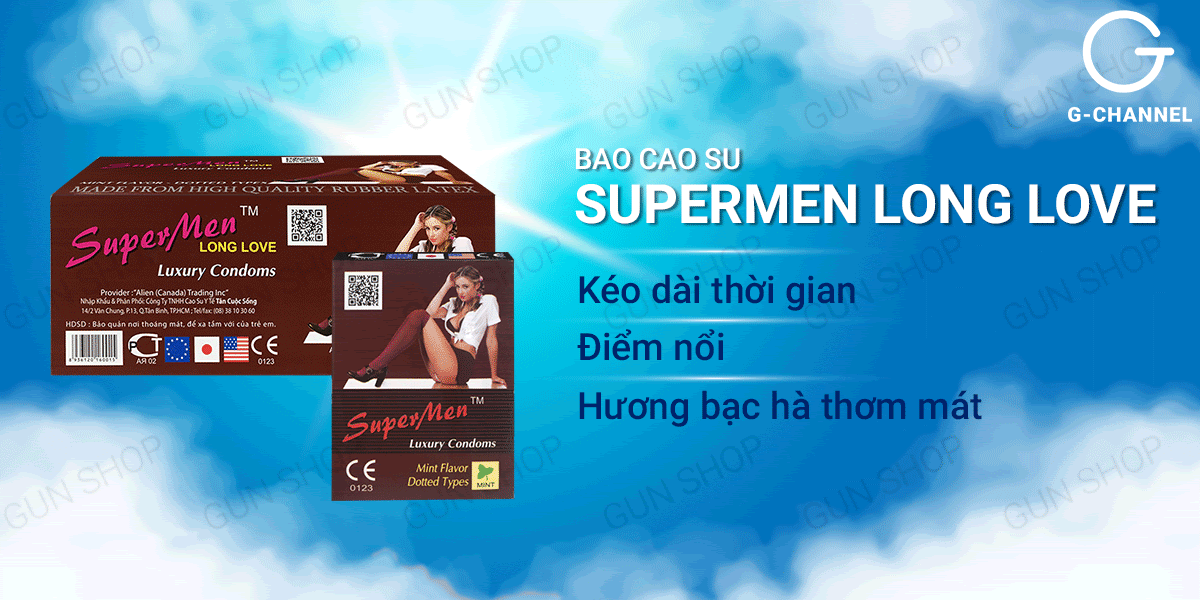 Bao cao su Supermen Long Love hộp 120 cái tăng khoái cảm