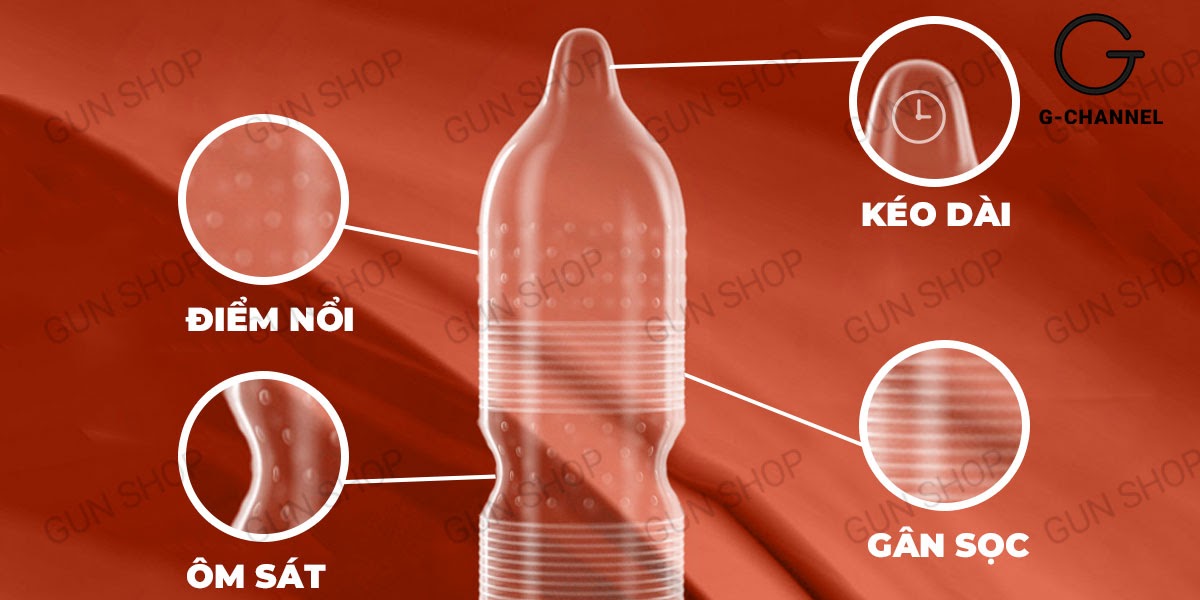 Bao cao su Toshiro Long Shock 4in1 hộp 10 cái siêu bền kéo dài