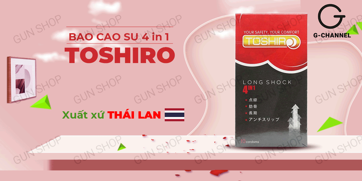 Bao cao su Toshiro Long Shock 4in1 hộp 10 cái siêu bền kéo dài