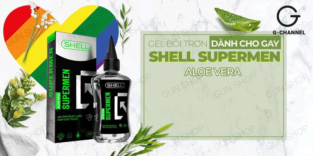 Gel bôi trơn hậu môn dịu nhẹ lô hội Shell Supermen 90ml