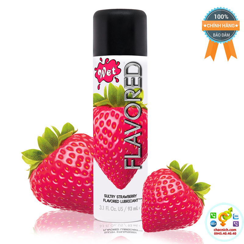 Đại lý Gel bôi trơn hương dâu thơm dịu Wet flavored strawberry chai 89ml  hàng mới về