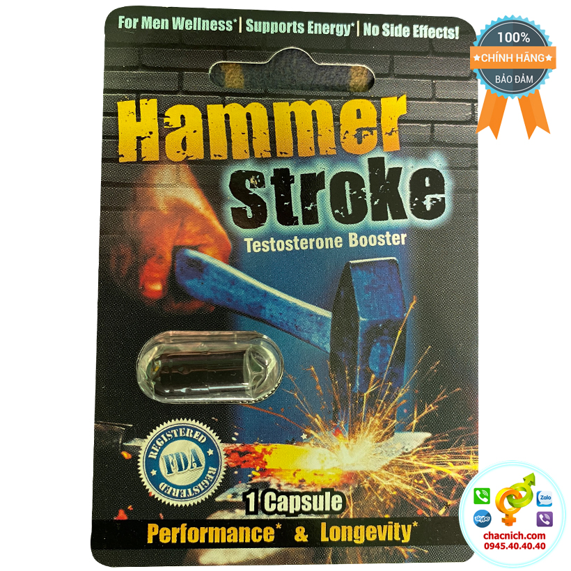 Phân phối Viên uống thảo dược hỗ trợ cải thiện sinh lý nam giới Hammer Stroke - Vỉ 1 viên hàng mới về