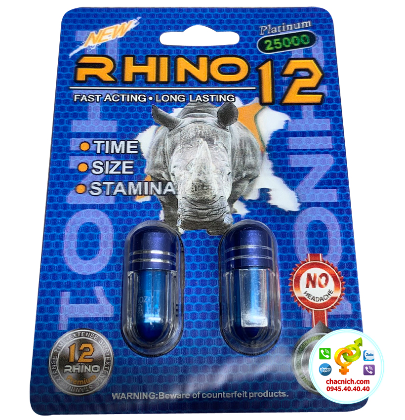 Thông tin Vĩ 2 viên uống Rhino 12 Platinum hỗ trợ nam giới cương cứng và lâu ra  cao cấp
