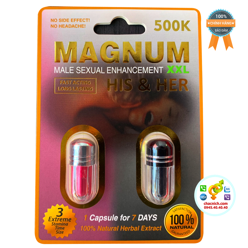 Vỉ 2 viên uống thảo dược Magnum XXL His and Her tăng cường sinh lực đôi lứa chất lượng