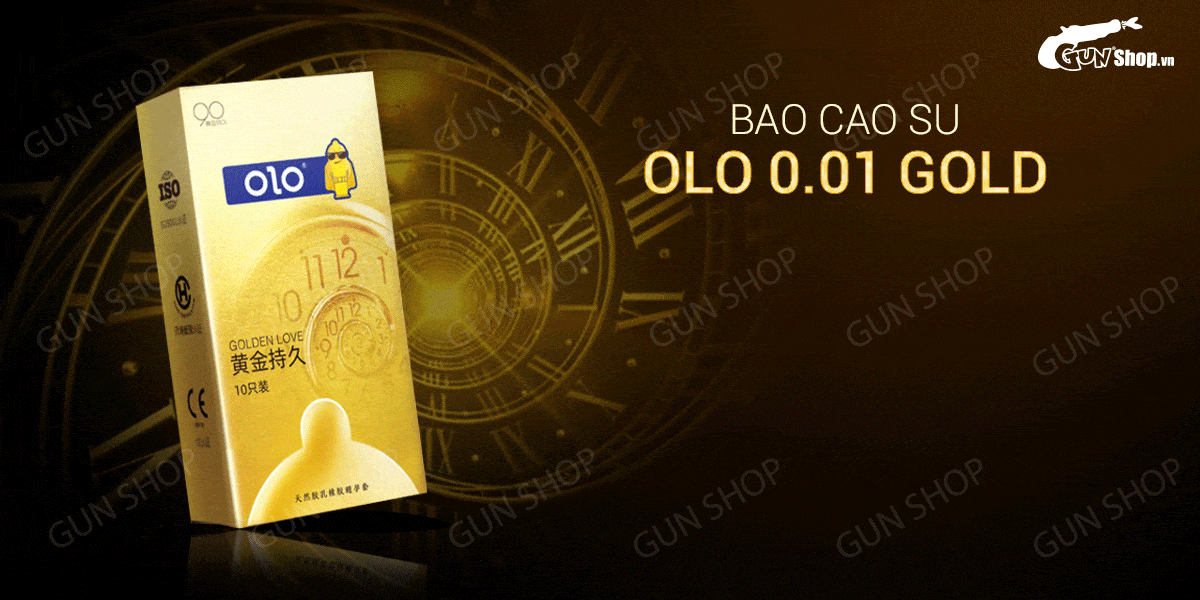  Đại lý Bao cao su OLO 0.01 Gold - Siêu mỏng kéo dài thời gian - Hộp 10 cái giá rẻ