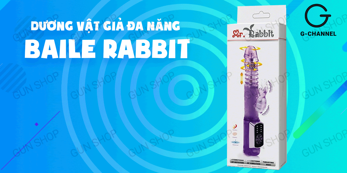  Địa chỉ bán Dương vật giả đa năng rung ngoáy 4 chế độ dùng pin - Baile Rabbit giá sỉ