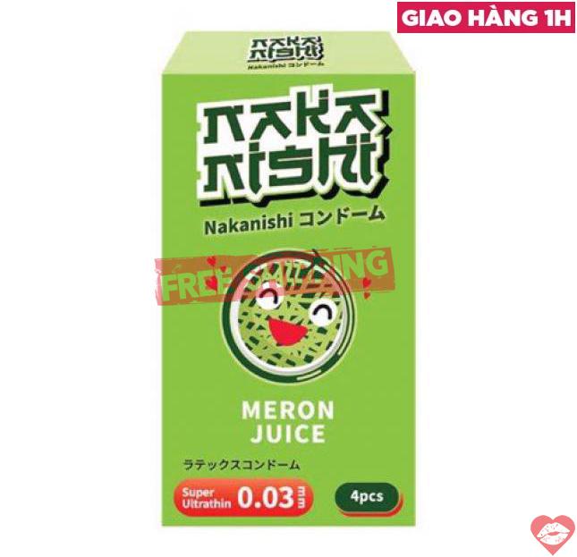 Thông tin Bao cao su Nakanishi - Siêu mỏng 0.03mm - Hương dưa lưới - Hộp 4 cái hàng xách tay
