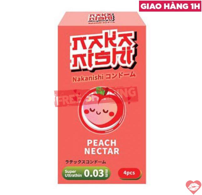 Phân phối Bao cao su Nakanishi - Siêu mỏng 0.03mm - Hương đào - Hộp 4 cái giá tốt