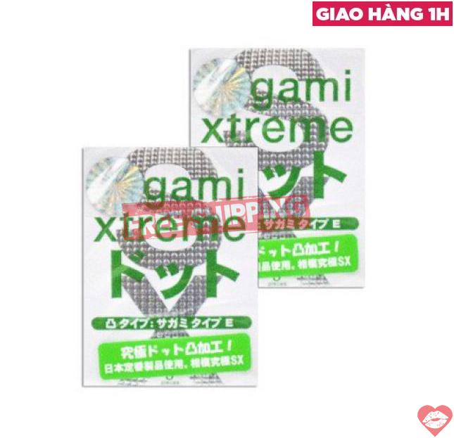 Giá sỉ Bộ 2 hộp bao cao su Sagami Xtreme Xanh - Siêu mỏng gai - Hộp 3 cái nhập khẩu