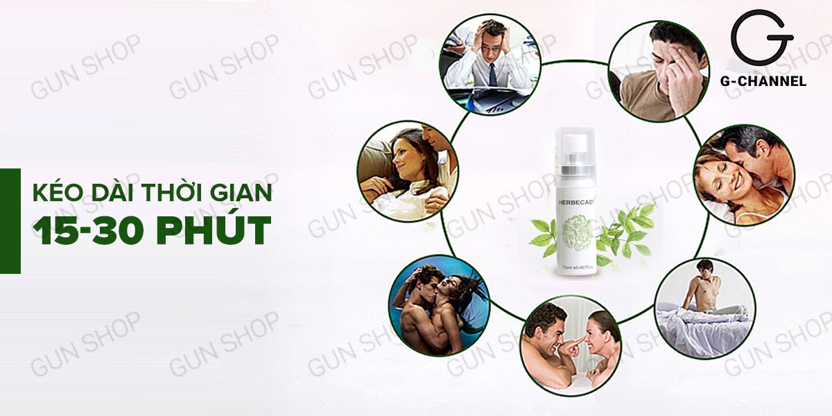 Herbecaot Đài Loan 15ml xịt kéo dài thời gian hiệu quả nóng
