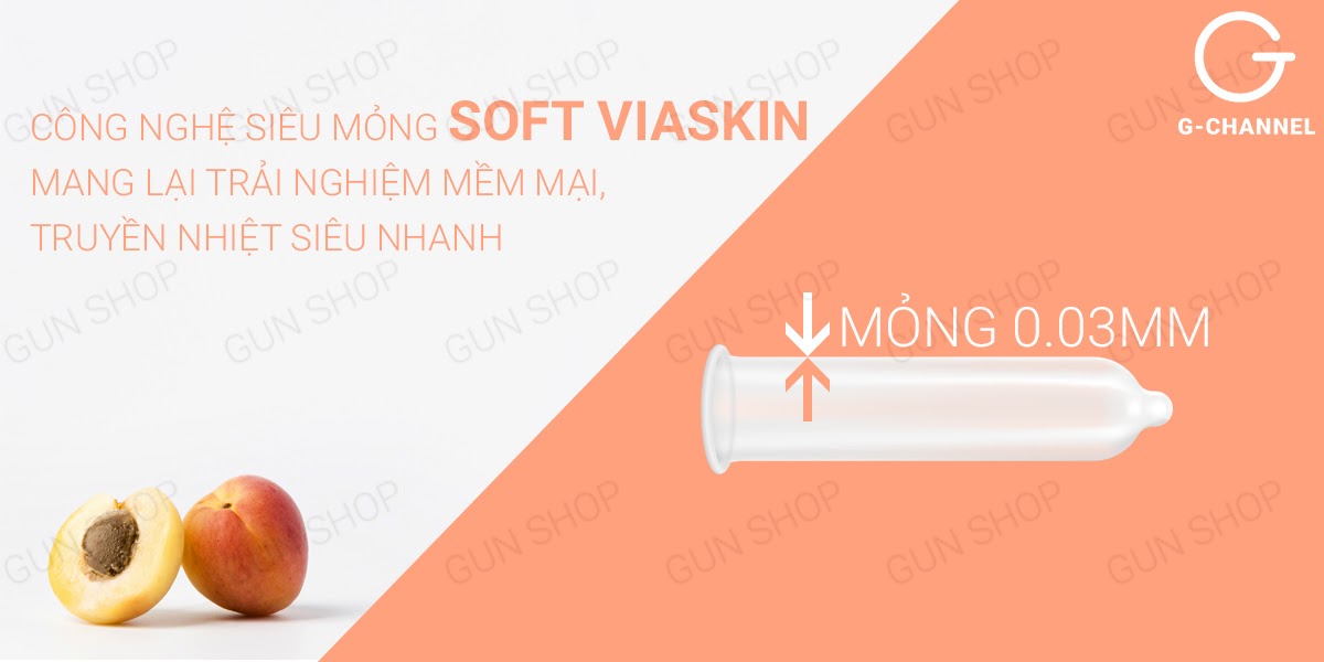 Bao cao su Nakanishi 0.03mm siêu mỏng hương đào hộp 4 cái