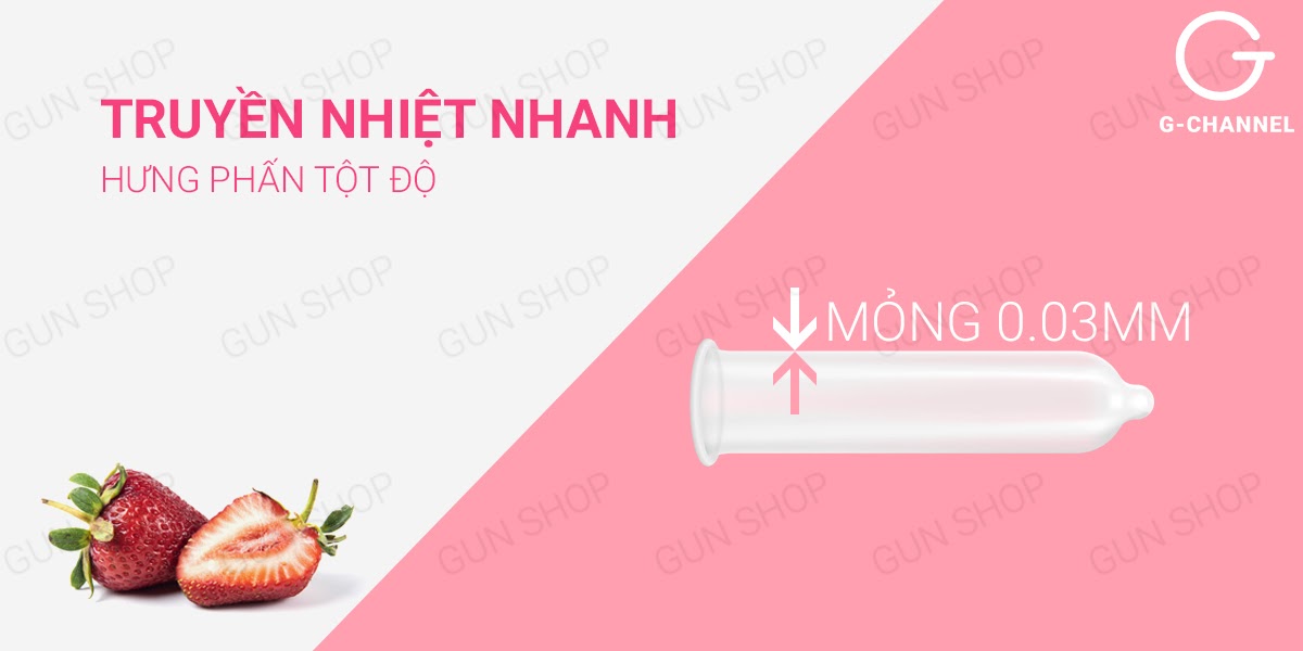 Bao cao su Nakanishi siêu mỏng 0.03mm hương dâu hộp 4 cái giá tốt