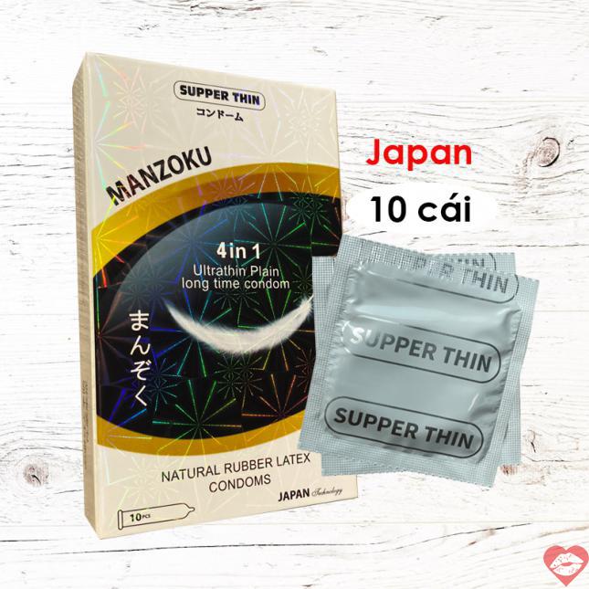 Thông tin Bao cao su Manzoku 4 in 1 Nhật Bản Ultrathin Plain long time supper thin trắng siêu mỏng giá tốt