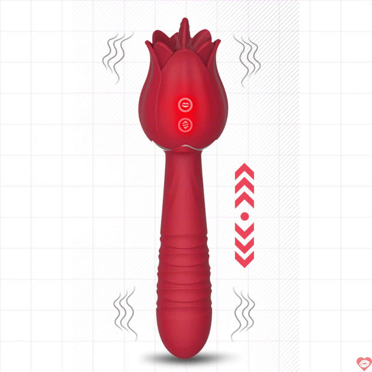 Dương vật giả 2 đầu rung thụt kèm lưỡi liếm hình bông hoa hồng chày rung massage