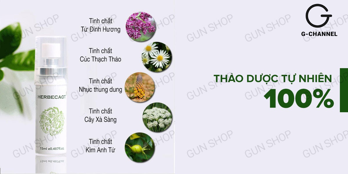 Herbecaot Đài Loan 15ml xịt kéo dài thời gian hiệu quả nóng