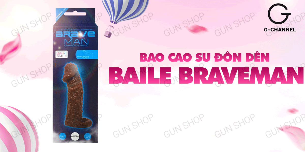  Shop bán Bao cao su đôn dên tăng kích thước có dây đeo Baile Braveman 14 x 4cm chính hãng