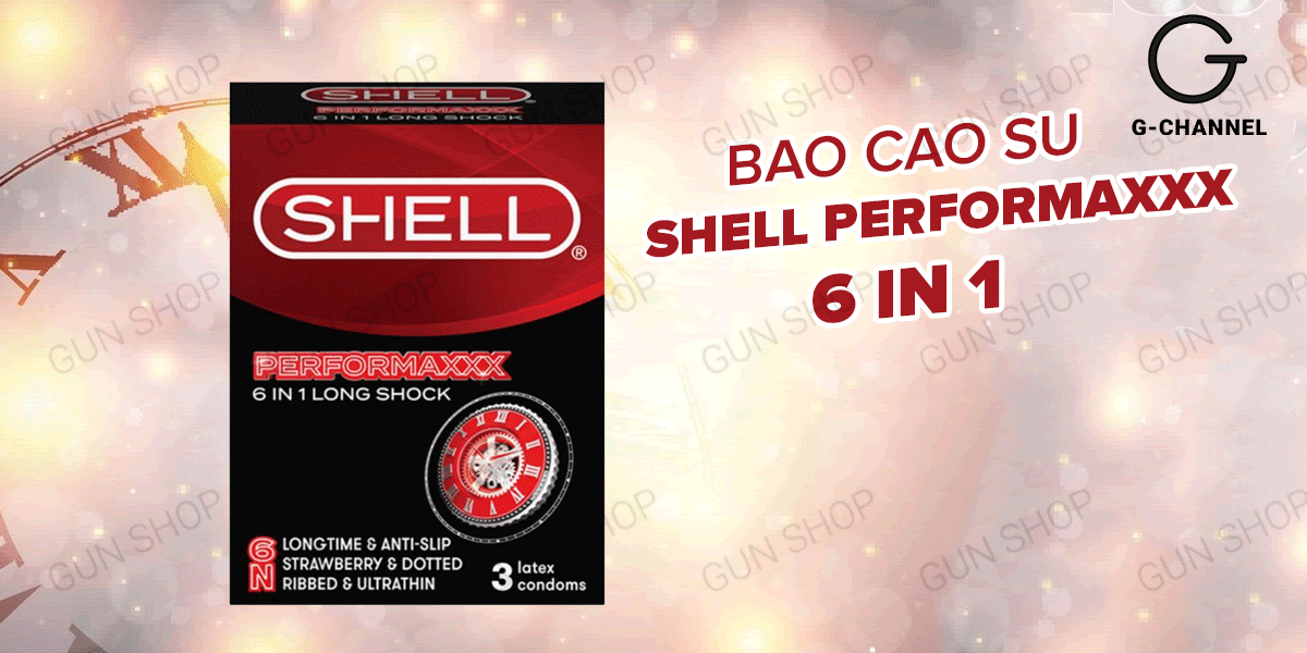  Phân phối Bao cao su Shell Performaxxx 6 in 1 - Kéo dài thời gian - Hộp 3 cái nhập khẩu
