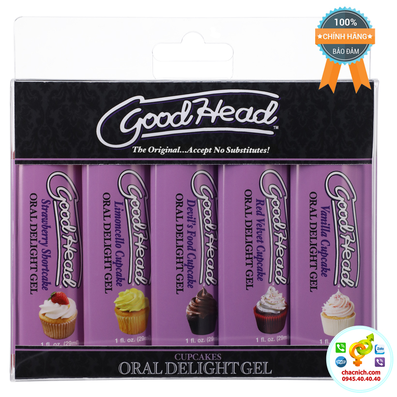  Thông tin Bộ gel bôi trơn 5 vị kem GoodHead Oral Delight Gel Cupcakes cao cấp