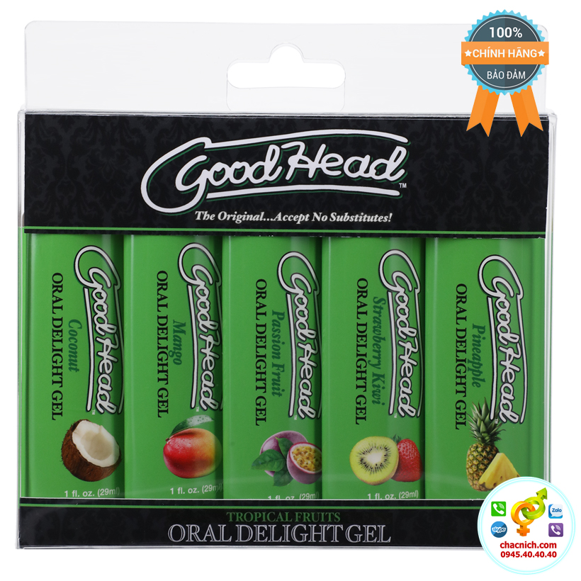  Đại lý Set 5 tuýp gel Hương vị Dừa Dâu Dứa Kiwi GoodHead Oral Delight Gel Tropical Fruits chính hãng
